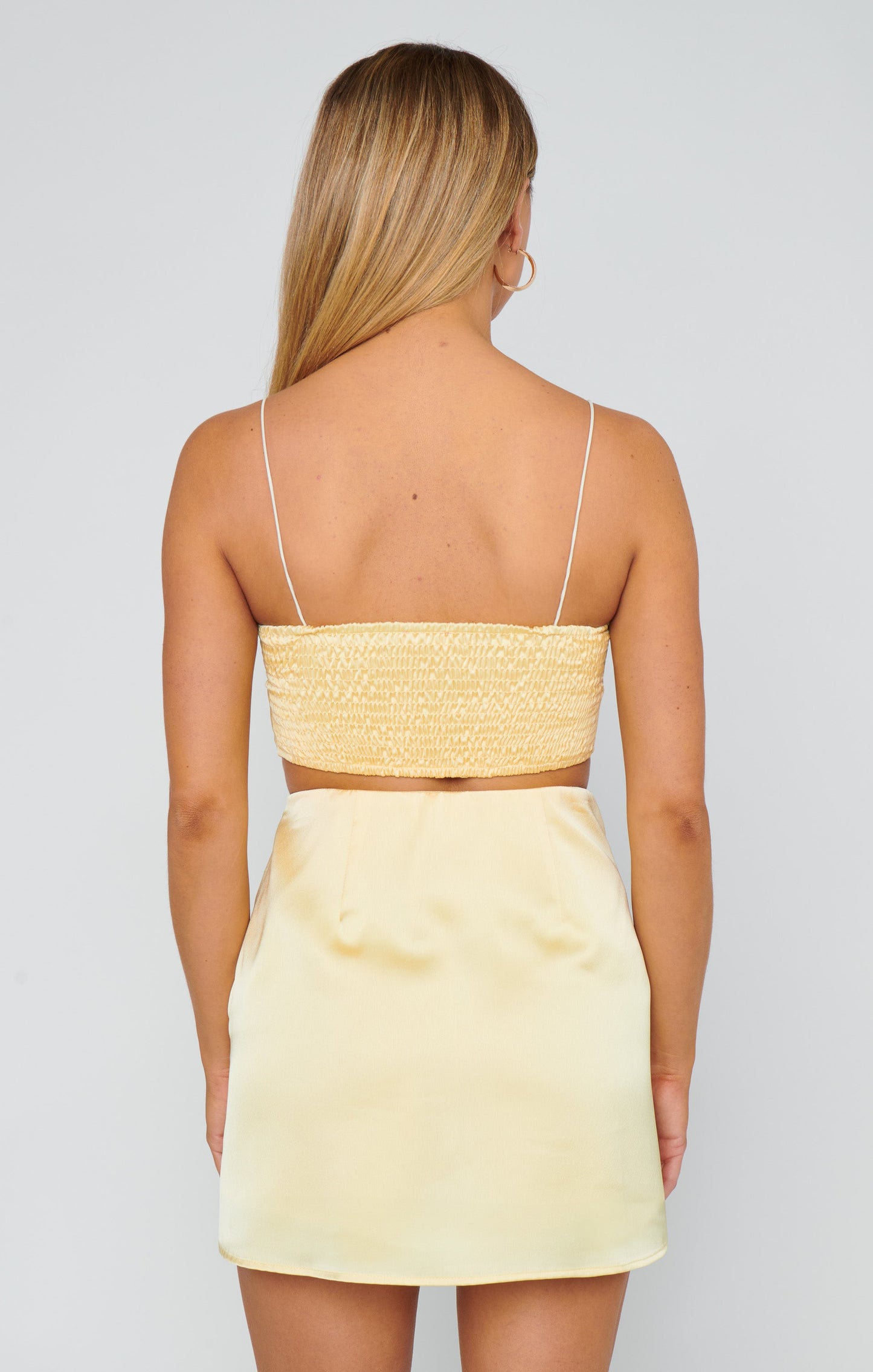 All Night Skort ~ Pale Yellow Luxe Satin
