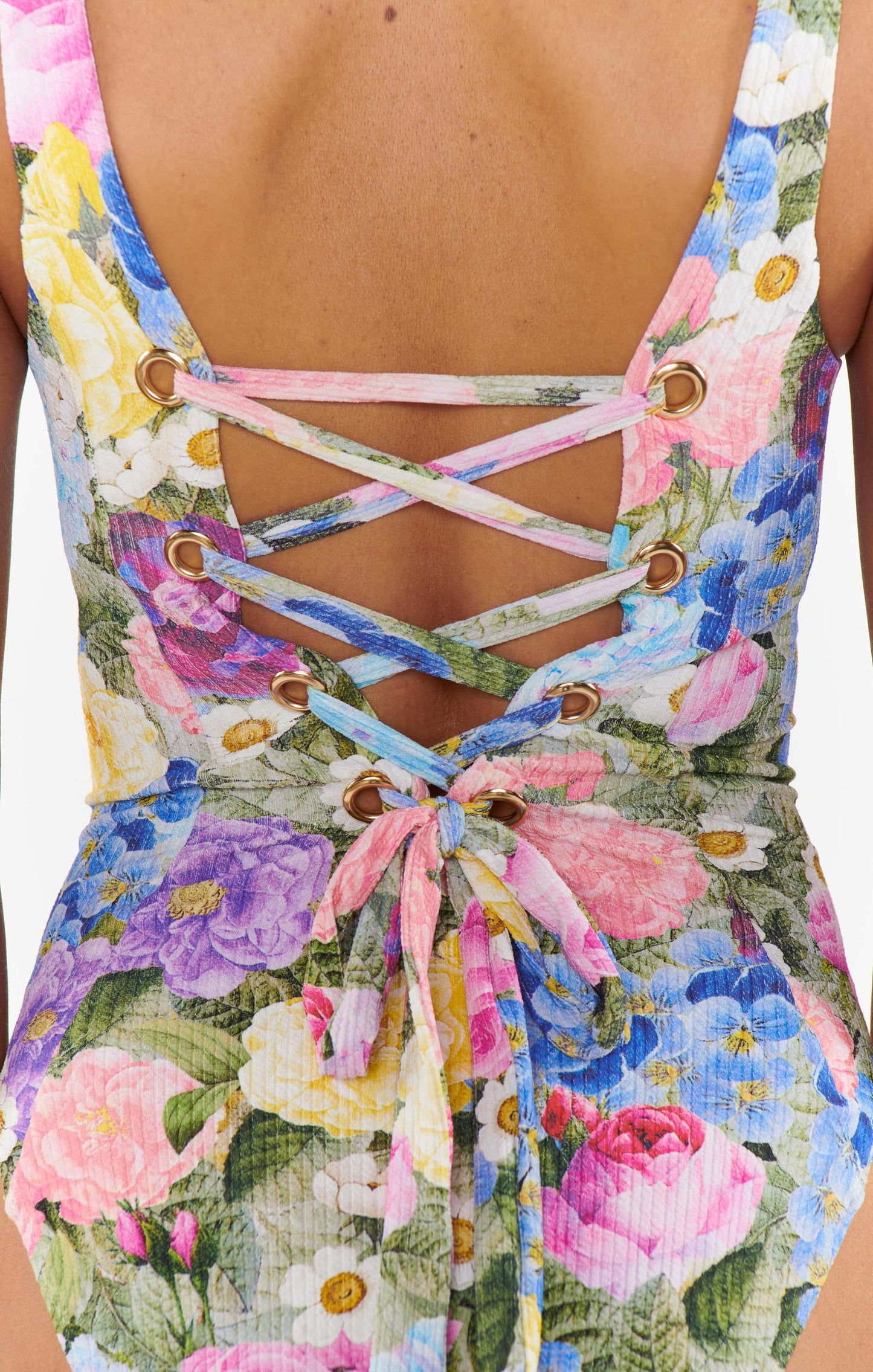 Miramar Beach One Piece ~ Flower Shop Rib Scrunch