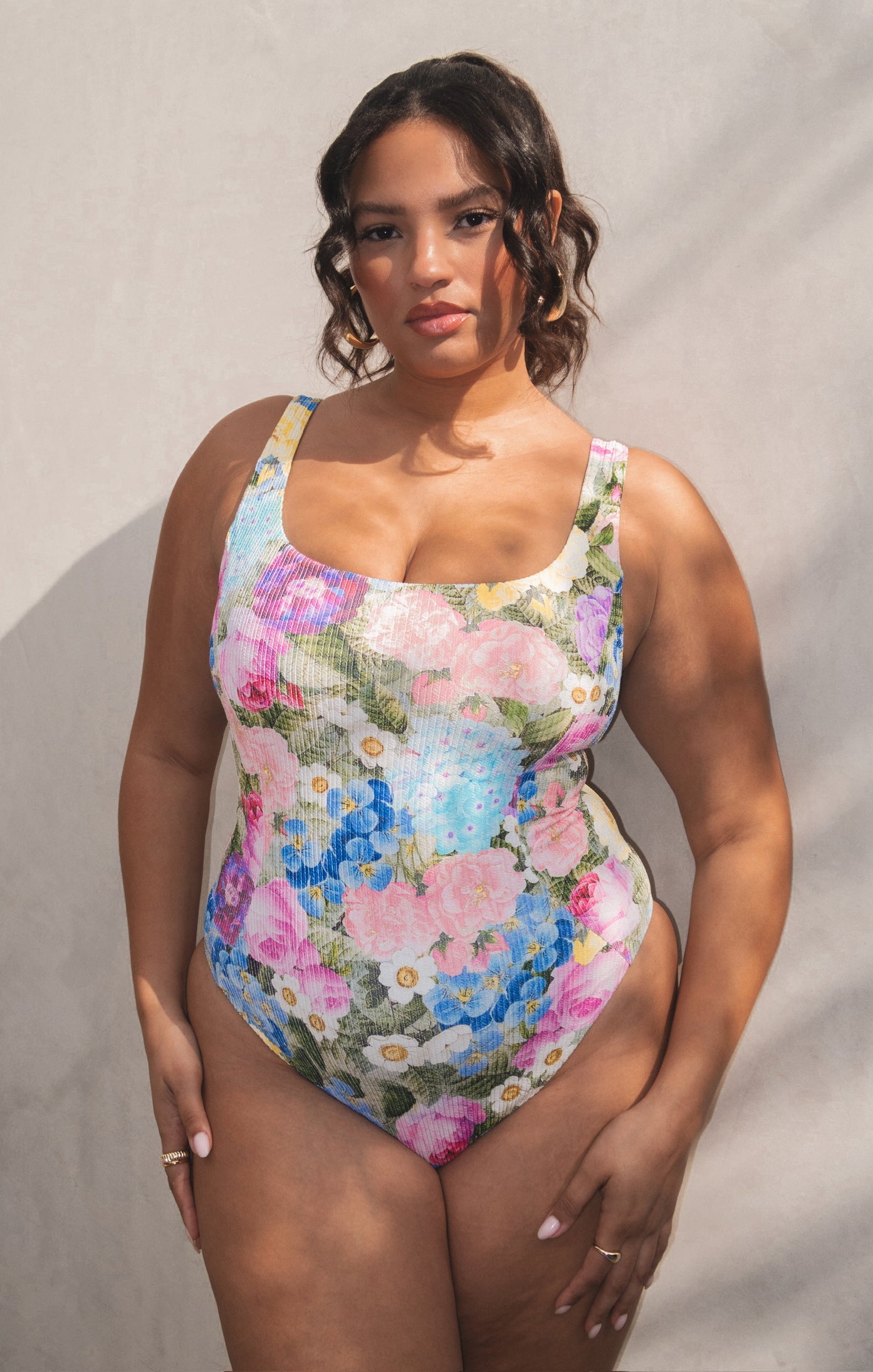 Miramar Beach One Piece ~ Flower Shop Rib Scrunch