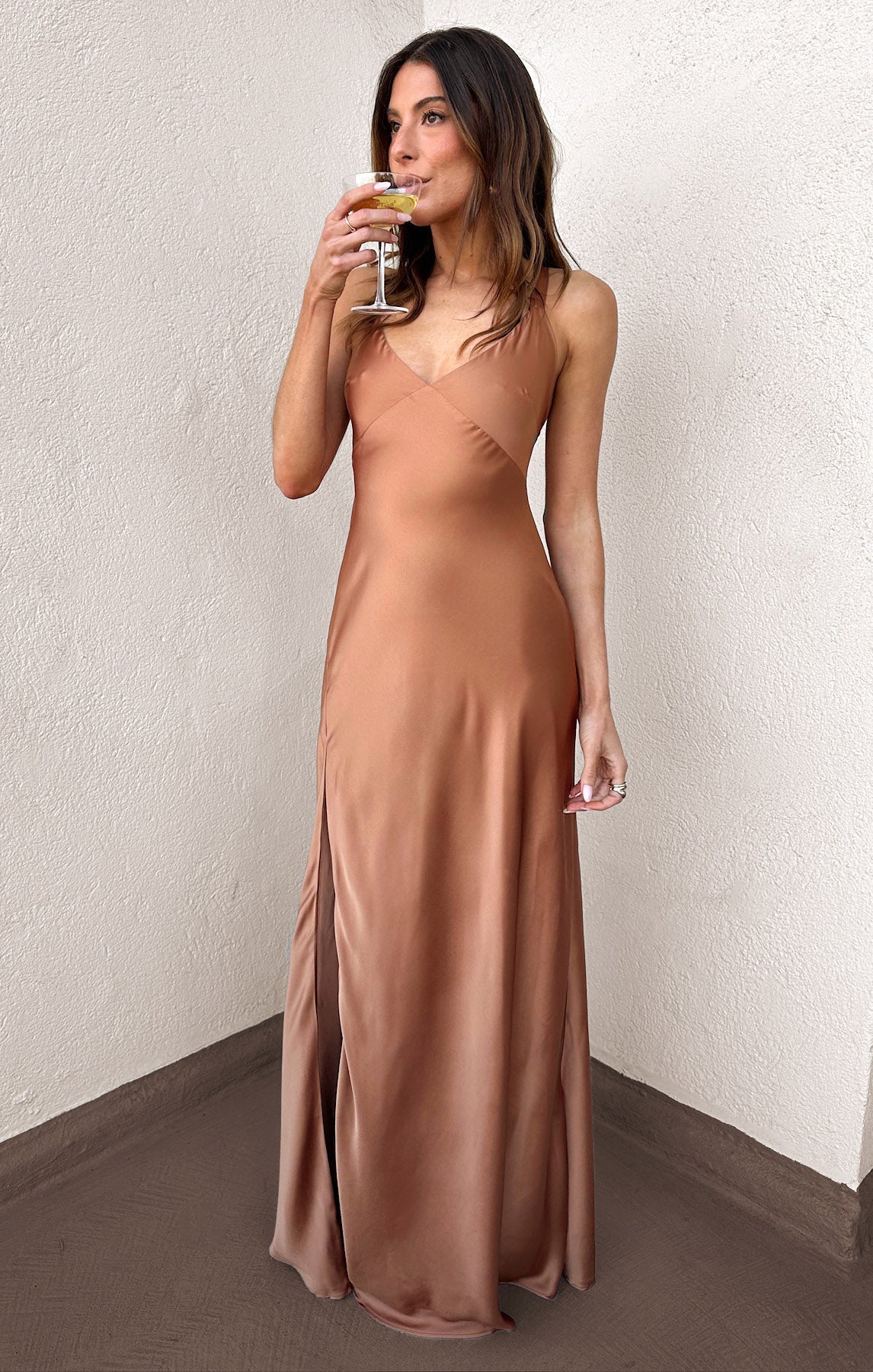 Anderson Maxi Dress ~ Copper Luxe Satin