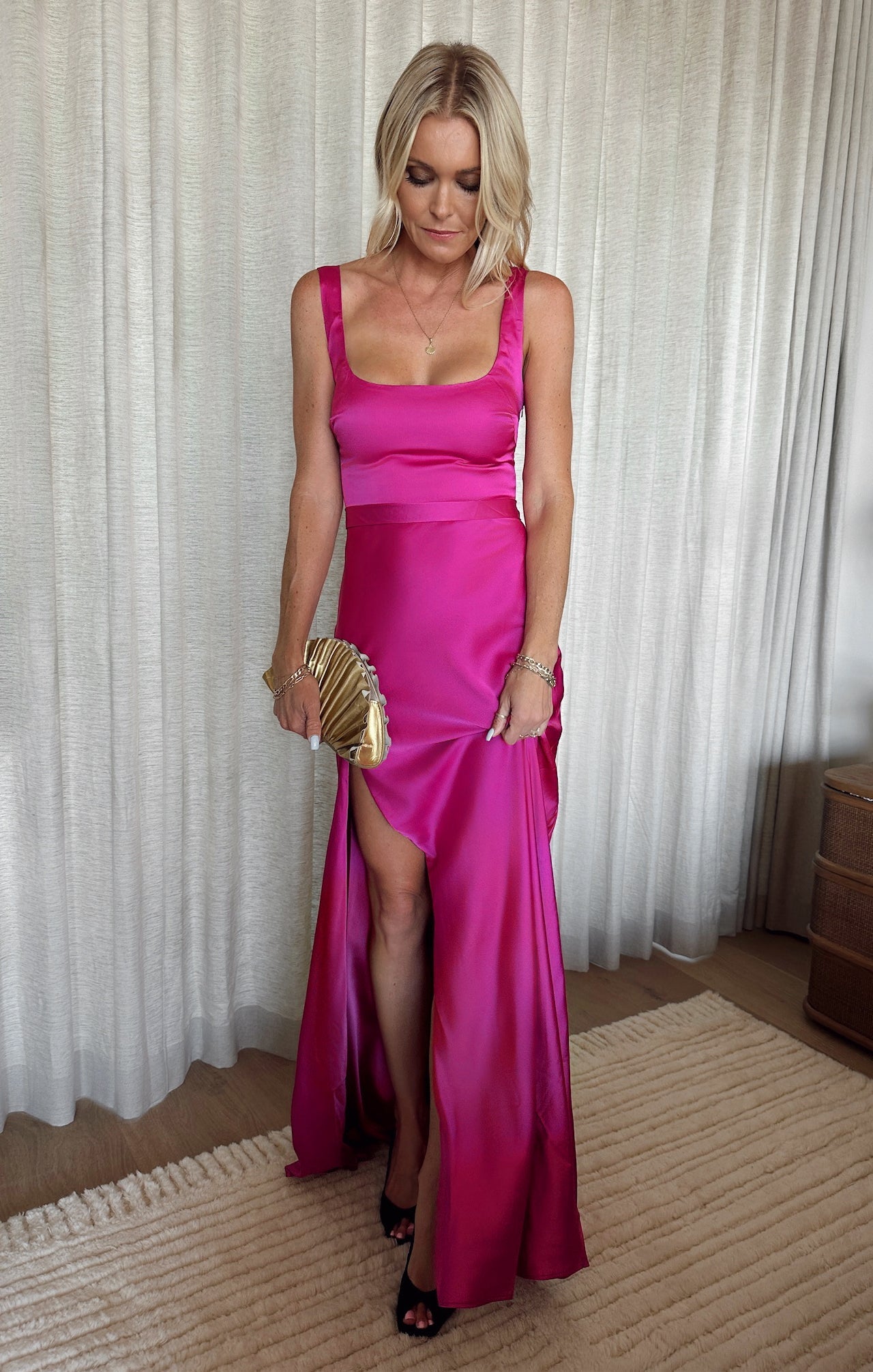 Lana Maxi Dress ~ Rich Magenta Luxe Satin