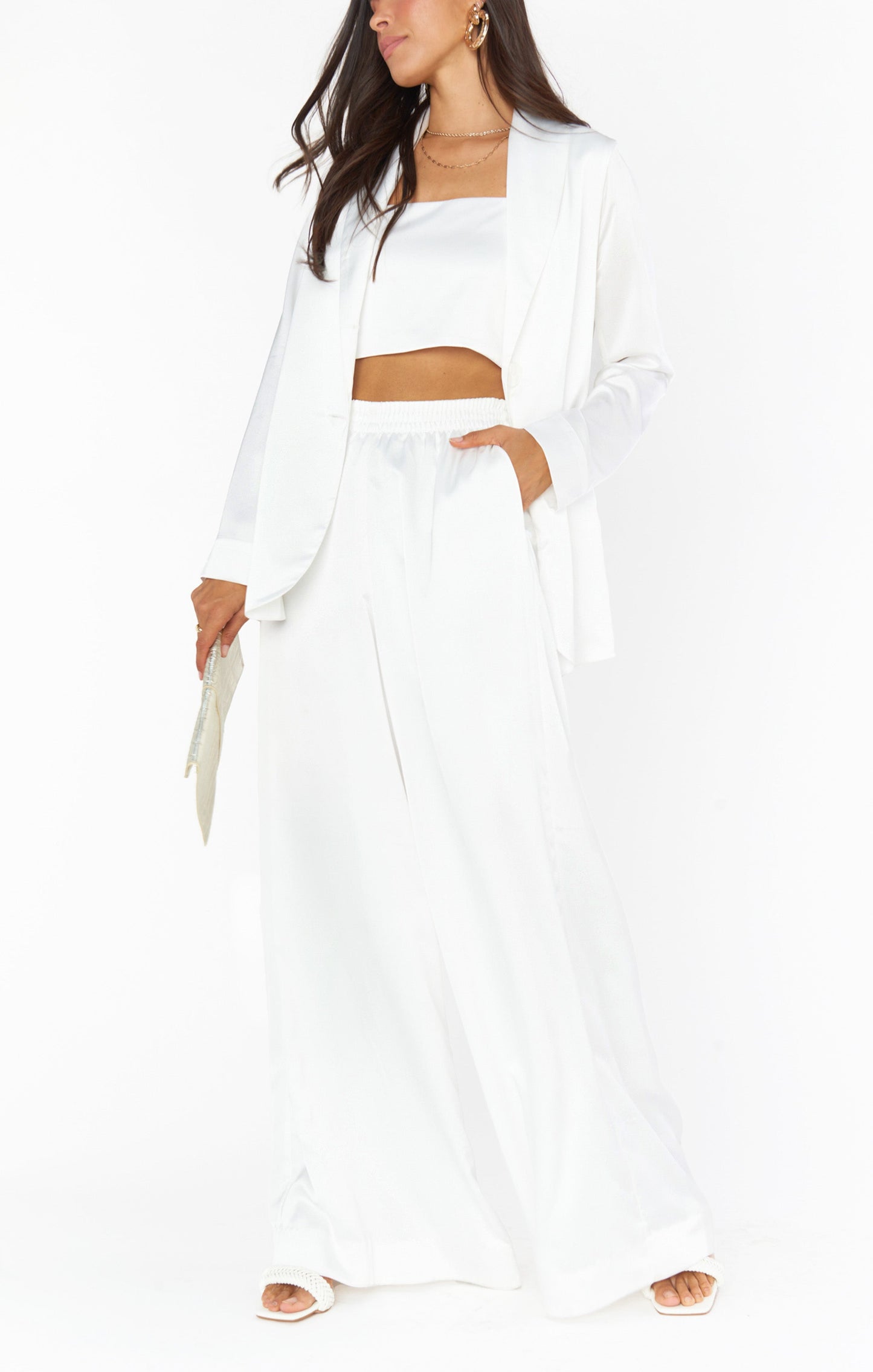 Tucker Top ~ Ivory Luxe Satin