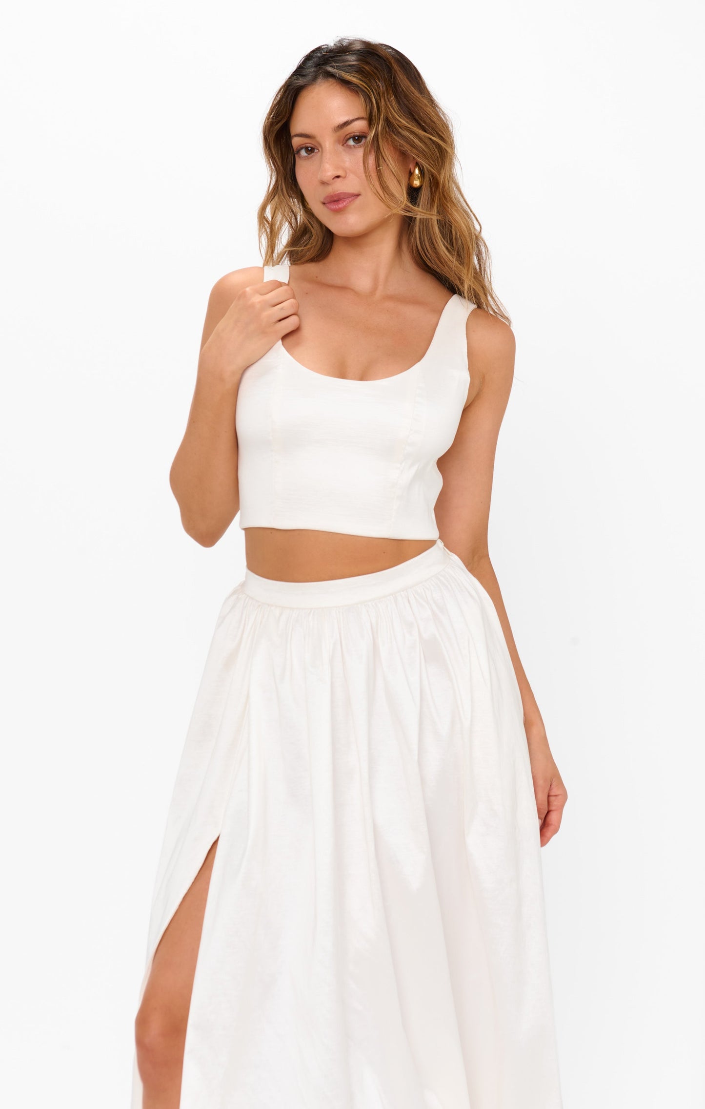 Vivianna Top ~ White Taffeta