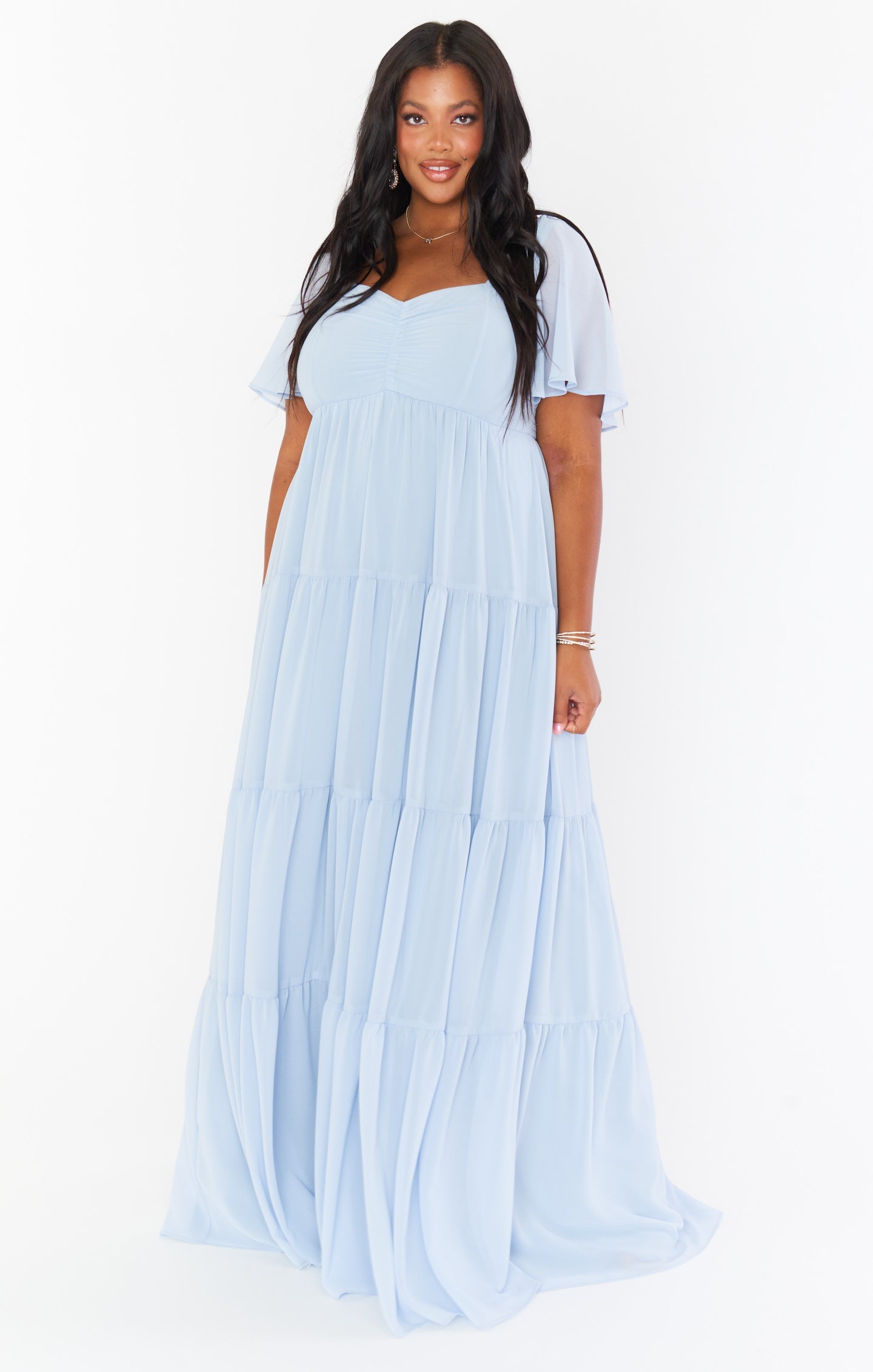 Nicole Maxi Dress ~ Steel Blue Chiffon