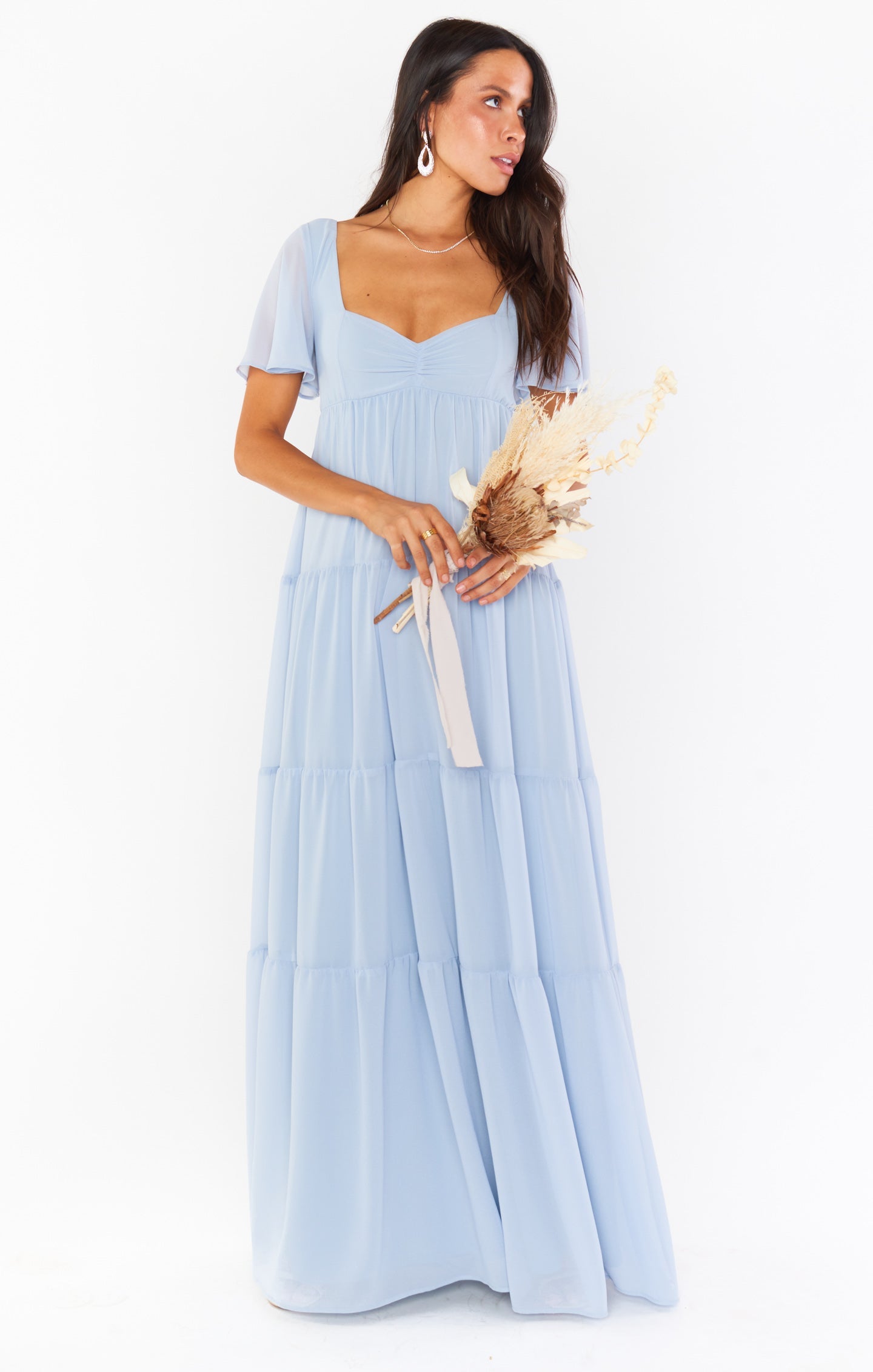 Nicole Maxi Dress ~ Steel Blue Chiffon