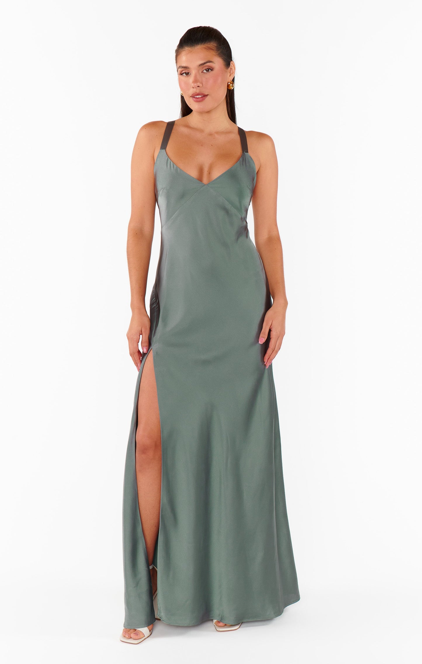 Anderson Maxi Dress ~ Deep Sage Luxe Satin