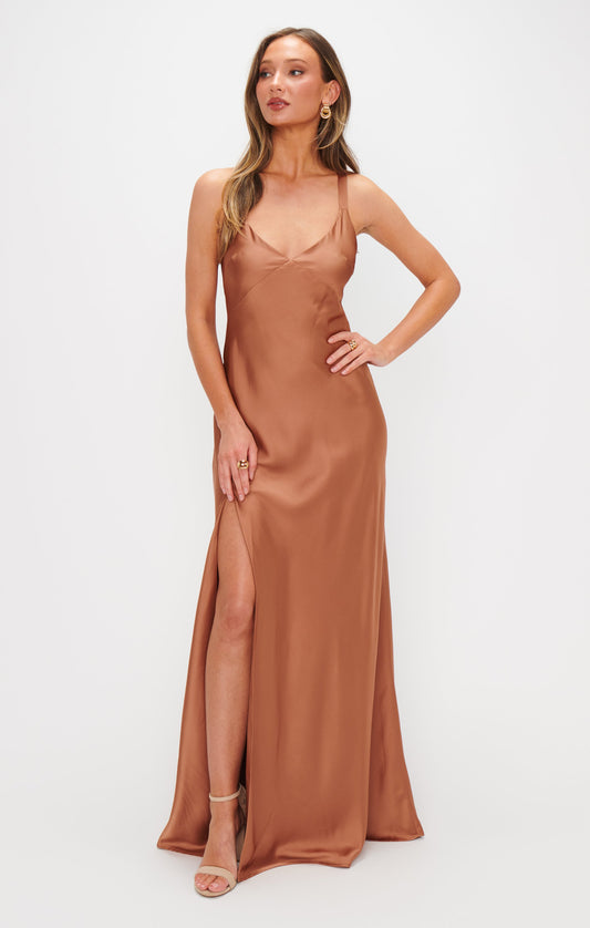 Anderson Maxi Dress ~ Copper Luxe Satin