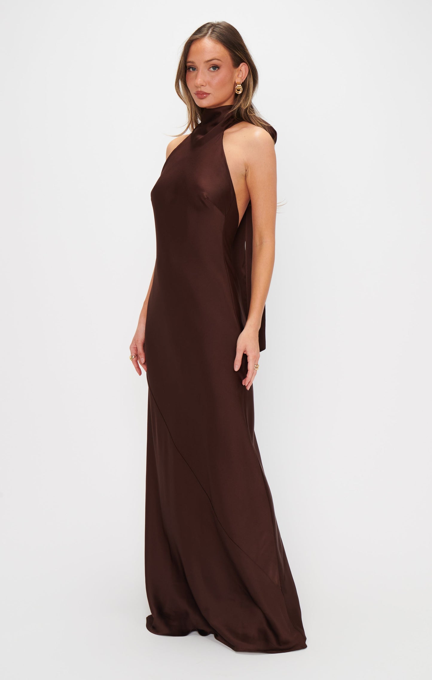 Lisa Maxi Dress ~ Chocolate Luxe Satin