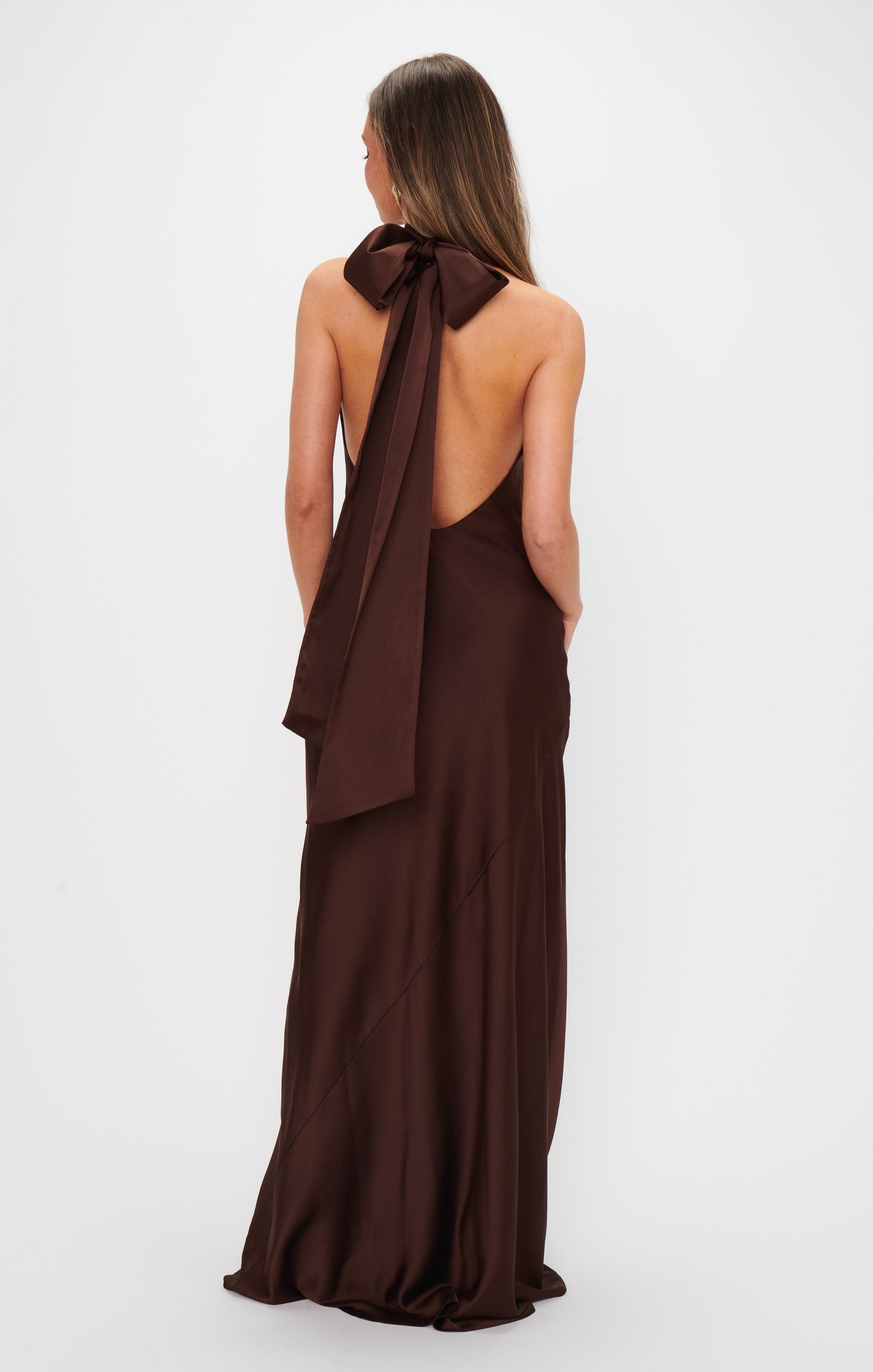 Lisa Maxi Dress ~ Chocolate Luxe Satin