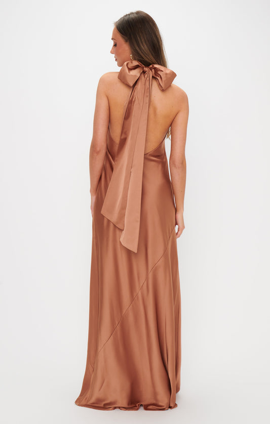 Lisa Maxi Dress ~ Copper Luxe Satin