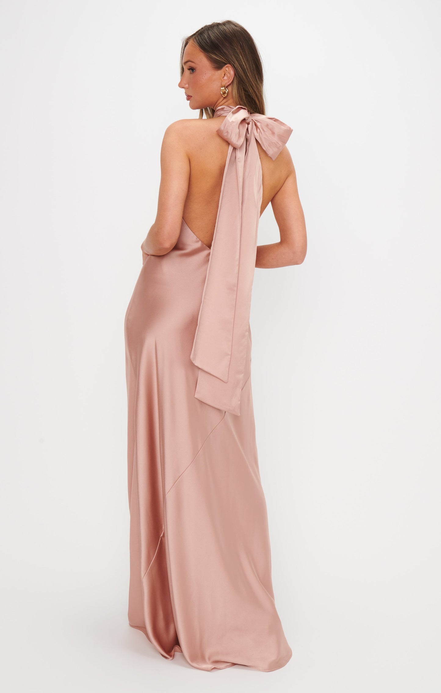 Lisa Maxi Dress ~ Rose Gold Luxe Satin