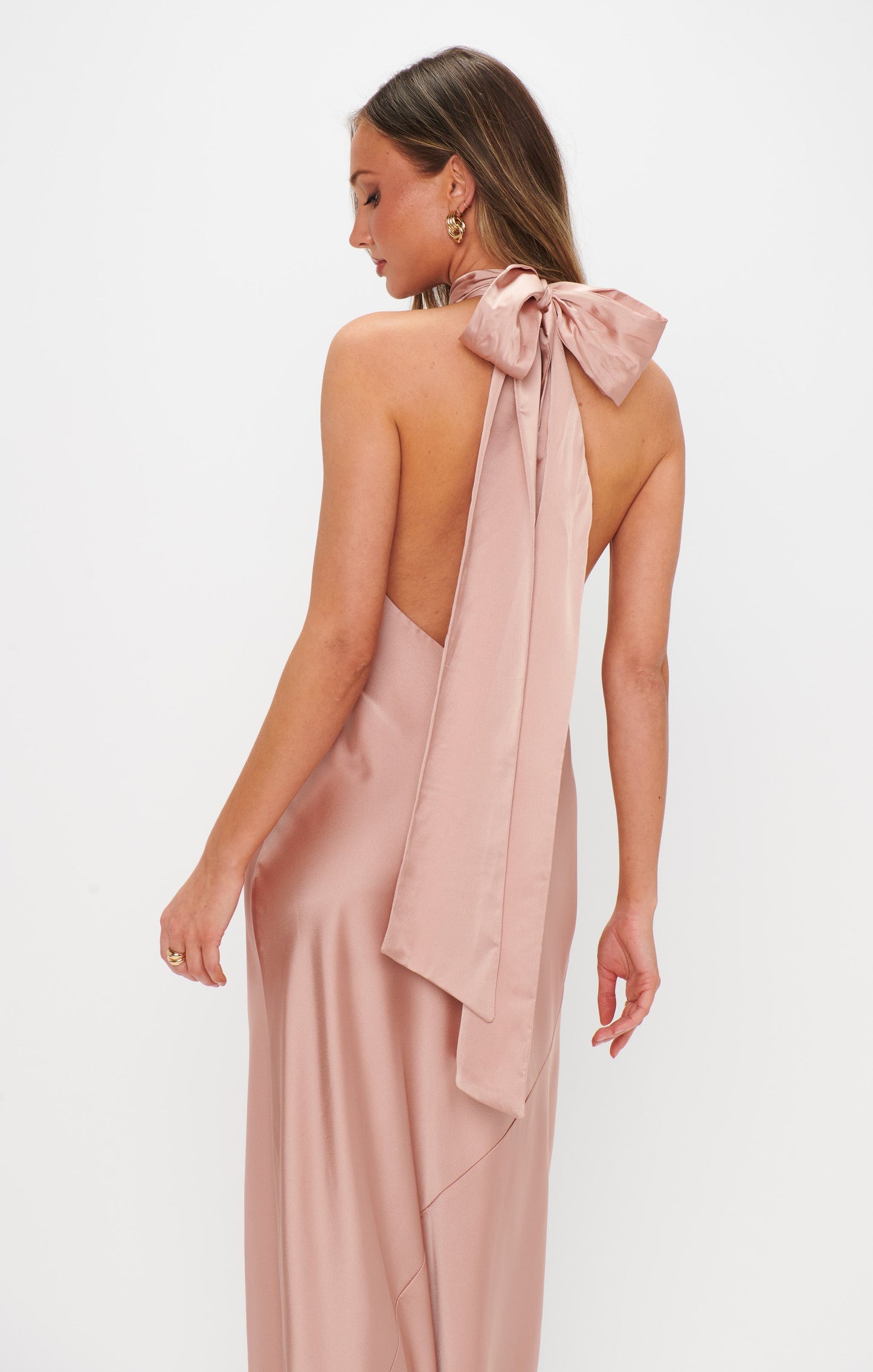 Lisa Maxi Dress ~ Rose Gold Luxe Satin