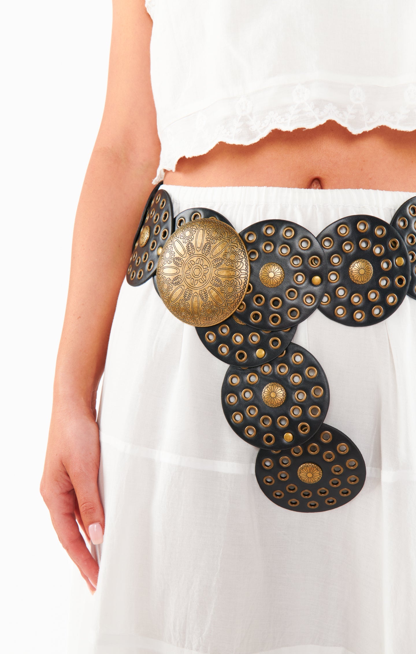 Western Studded Belt ~ Black/Gold