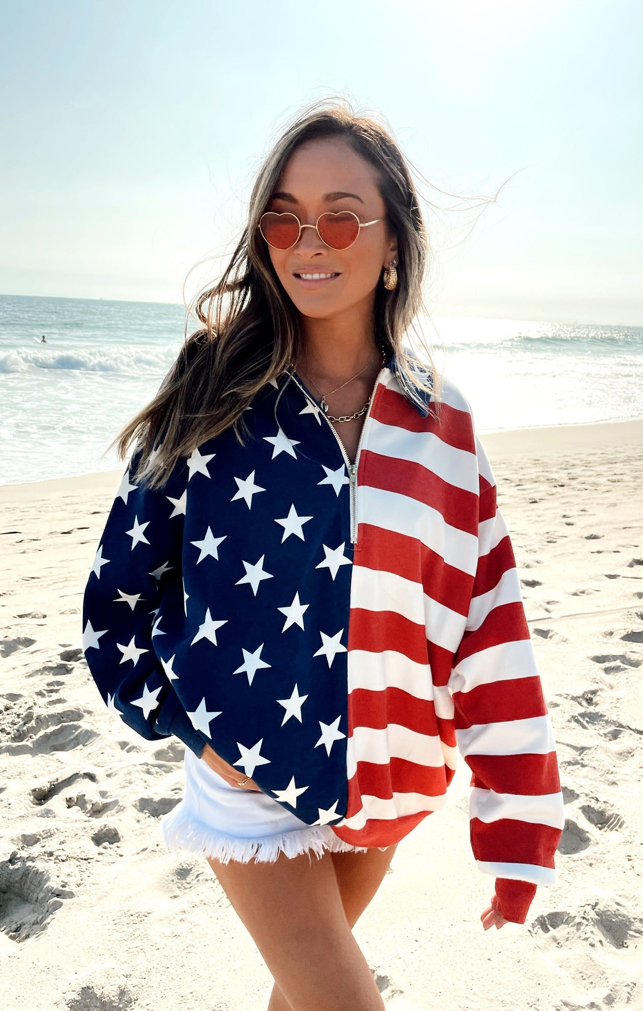 Benny Half Zip Sweatshirt ~ Flag Knit