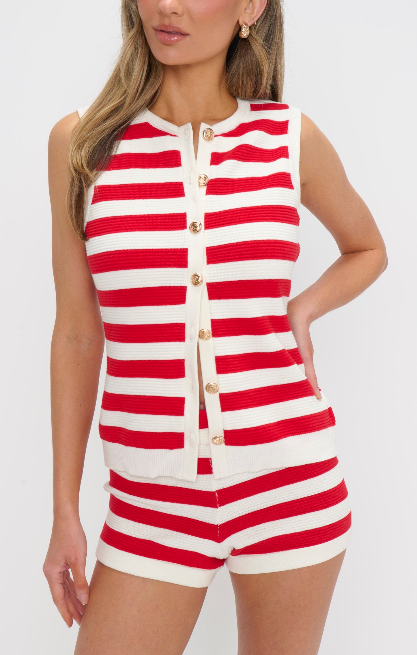 Devin Tank ~ Red Stripe Delight Knit