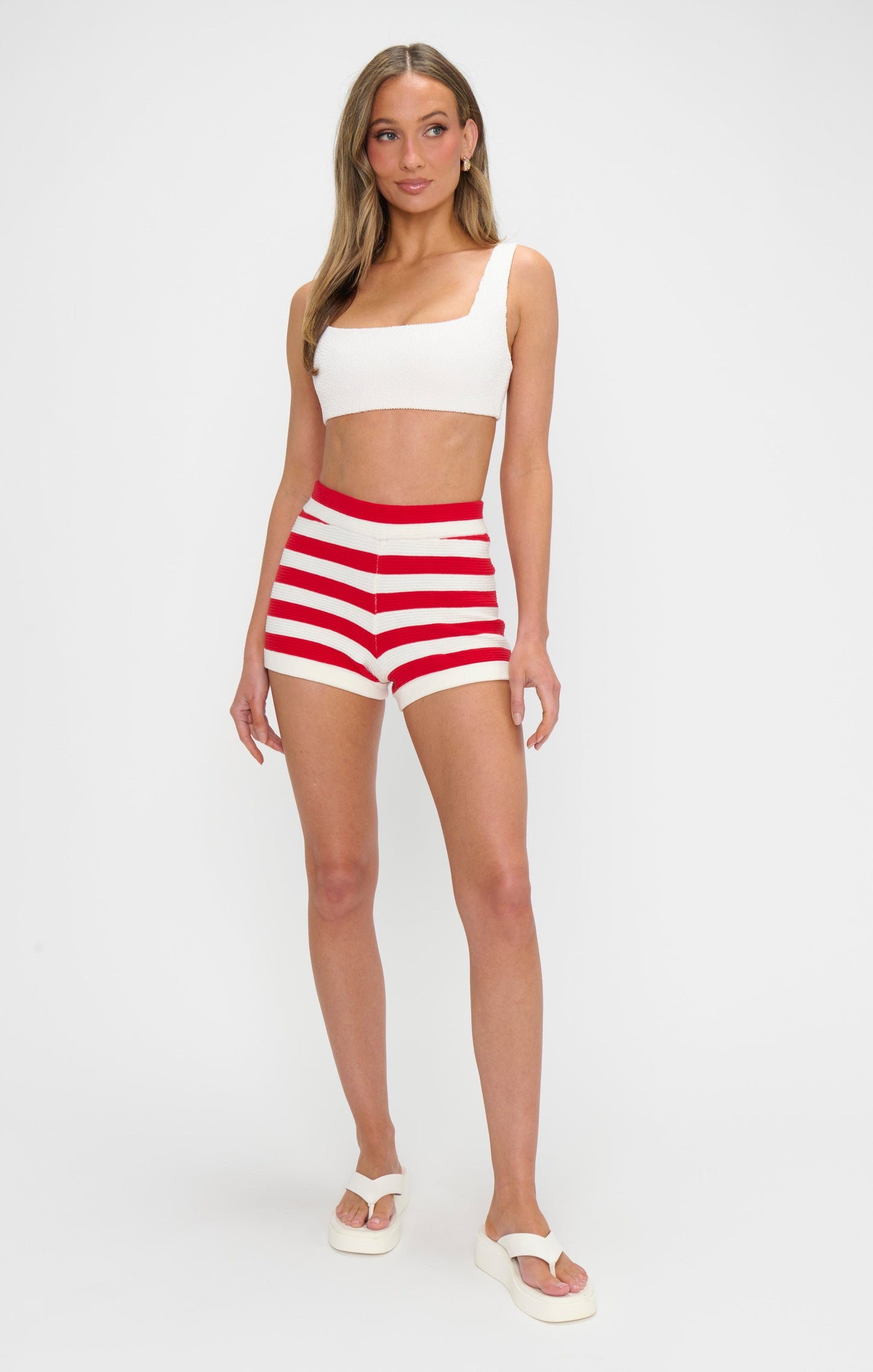 Devin Shorts ~ Red Stripe Delight Knit