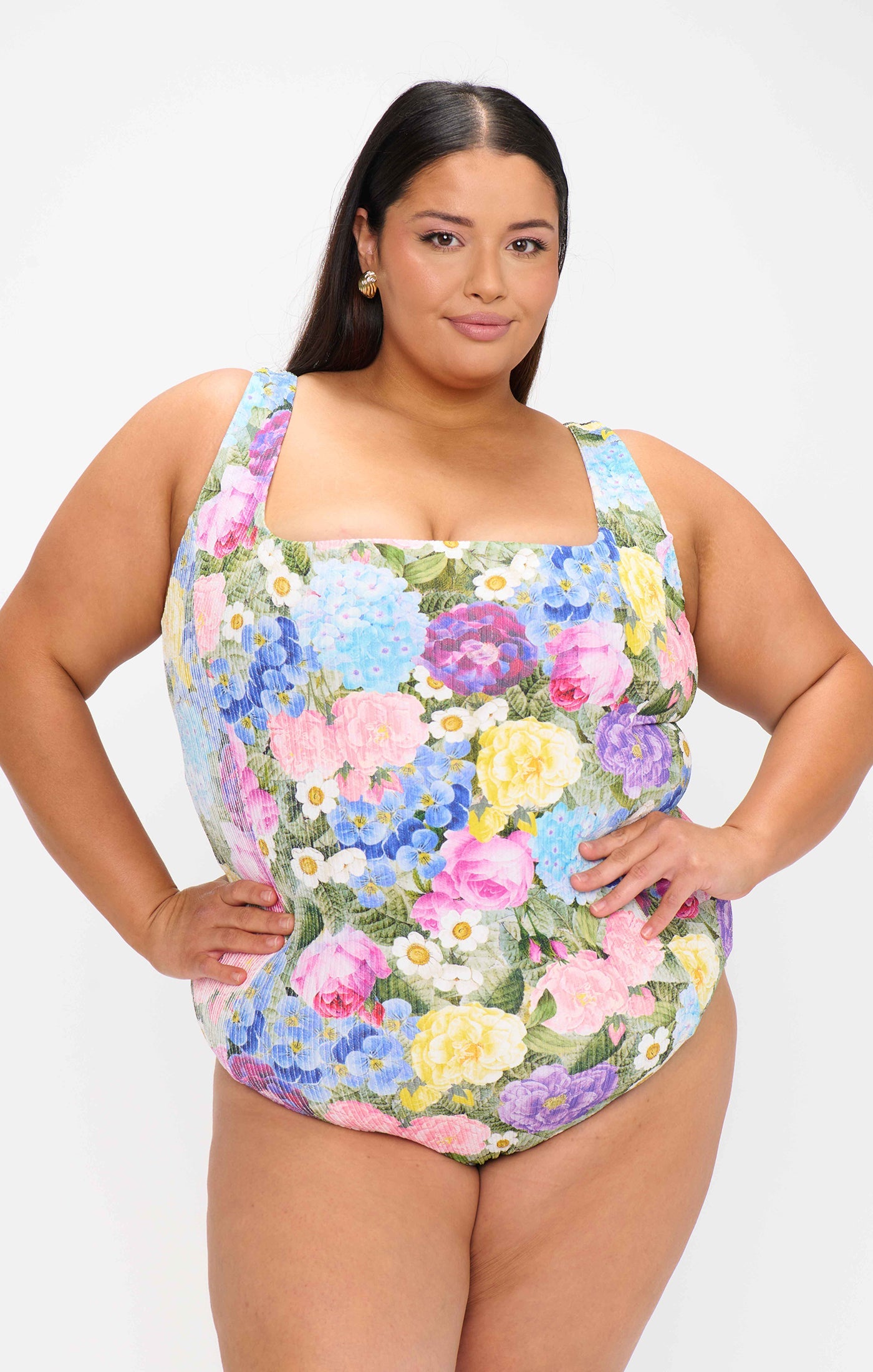 Miramar Beach One Piece ~ Flower Shop Rib Scrunch