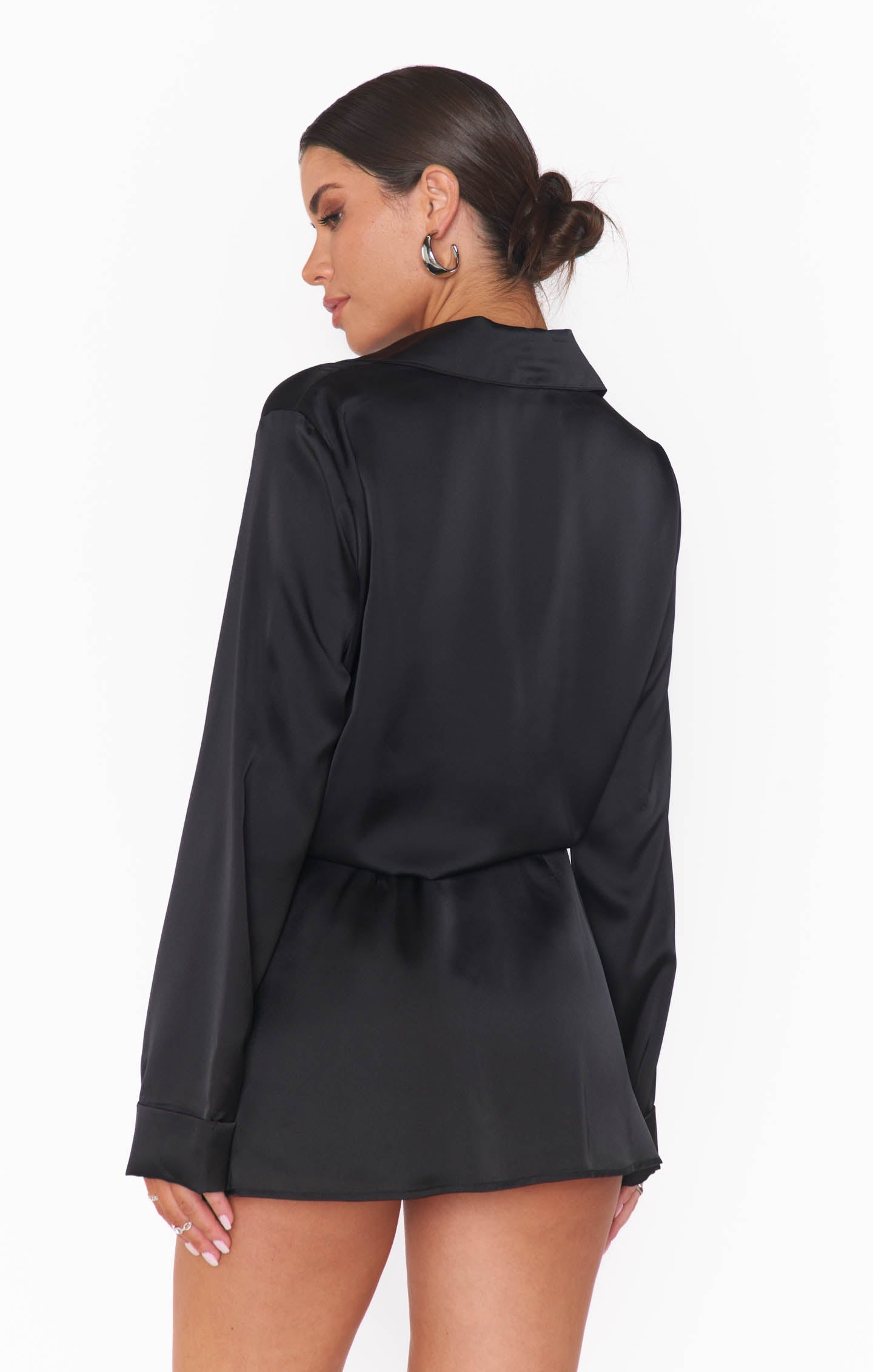 All Night Skort ~ Black Luxe Satin