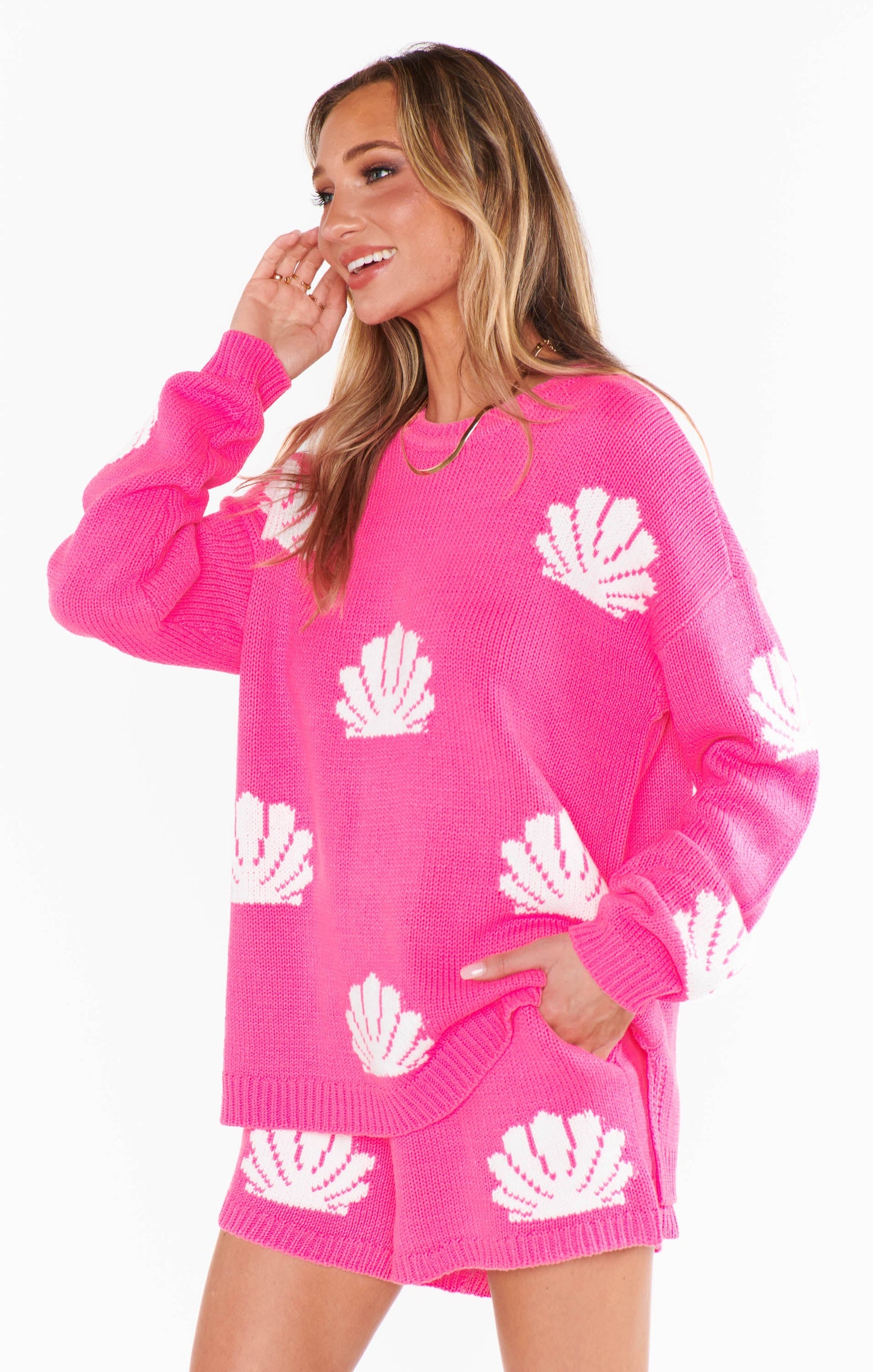 Go To Sweater ~ Hot Pink Shell Knit