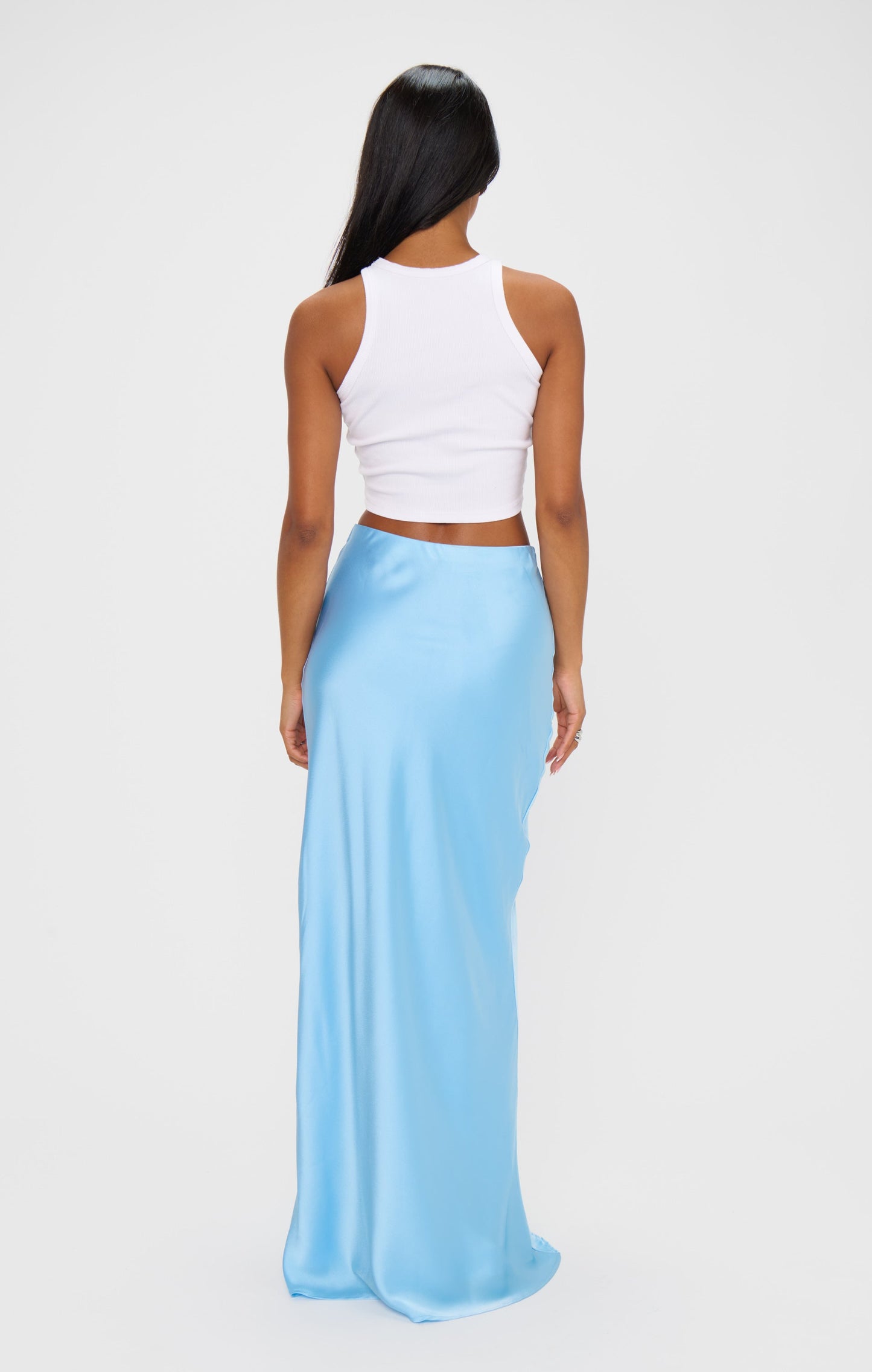 Maxi Slip Skirt ~ Baby Blue Luxe Satin
