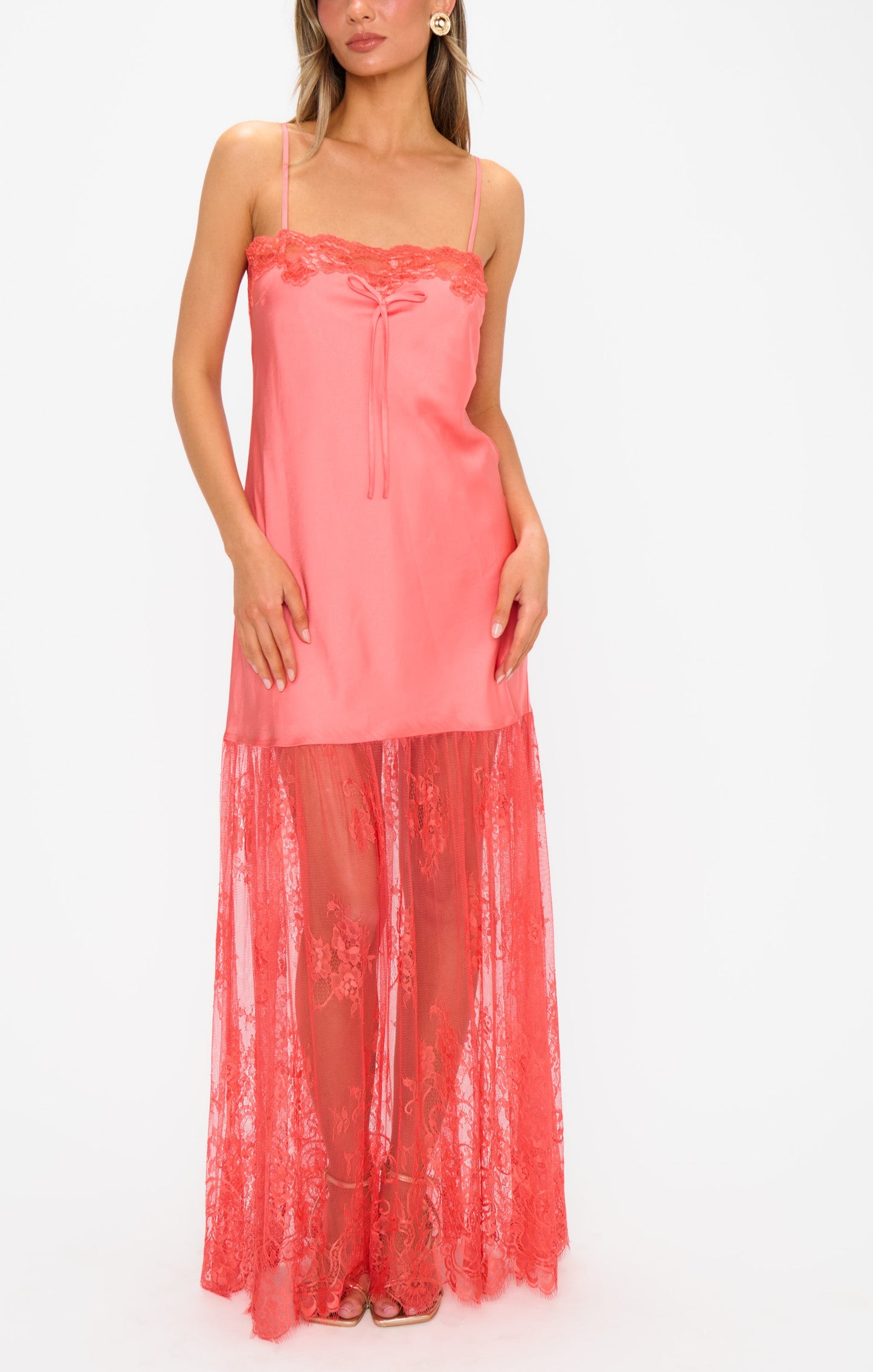 Celine Dress ~ Coral Luxe Satin