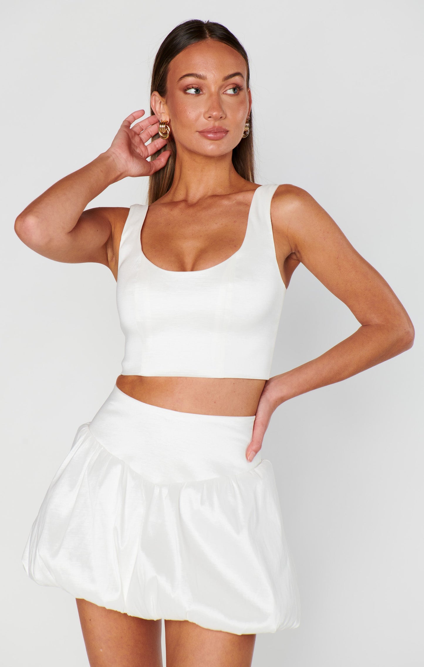 Celeste Skort ~ White Taffeta