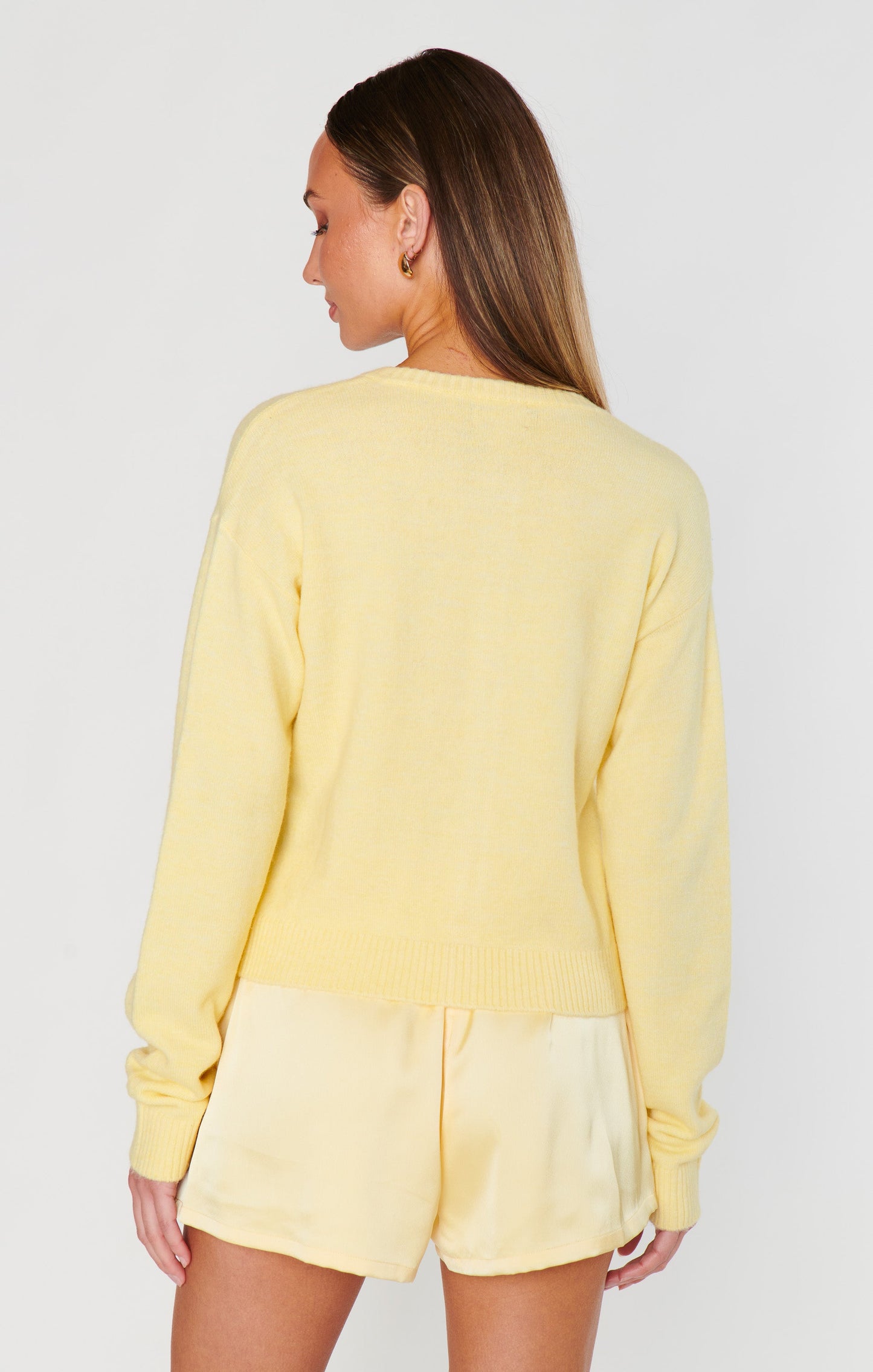 Throw on Cardigan ~ Pale Yellow Knit