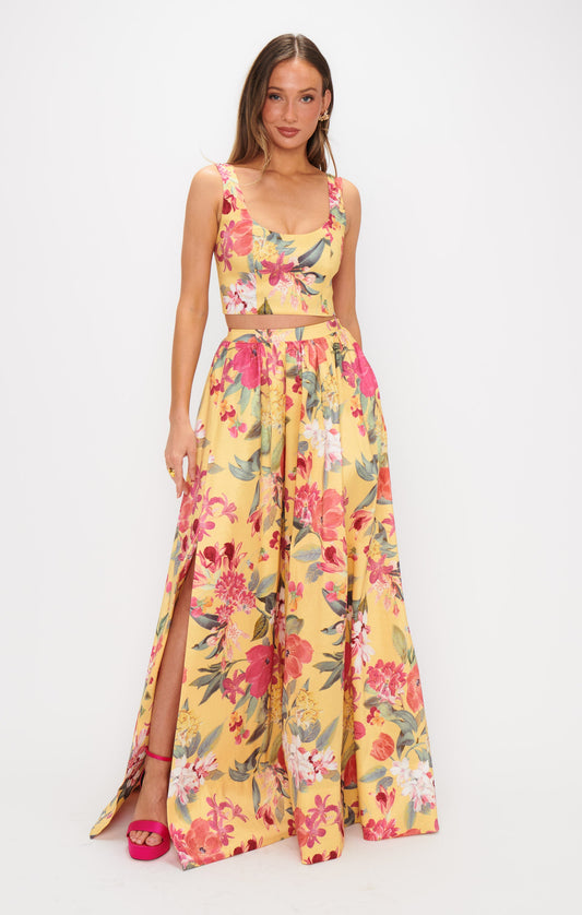 Vivianna Maxi Skirt ~ Mimosa Floral Taffeta