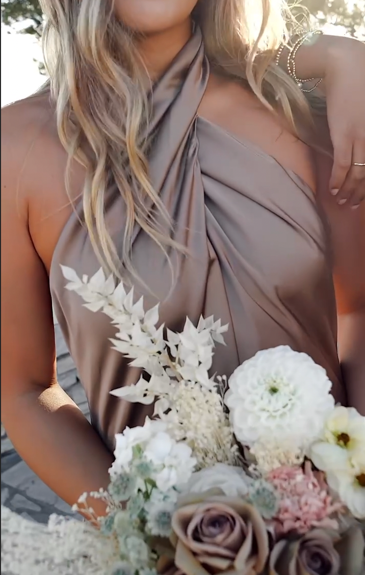Jasmine Halter Maxi Dress ~ Dune Luxe Satin