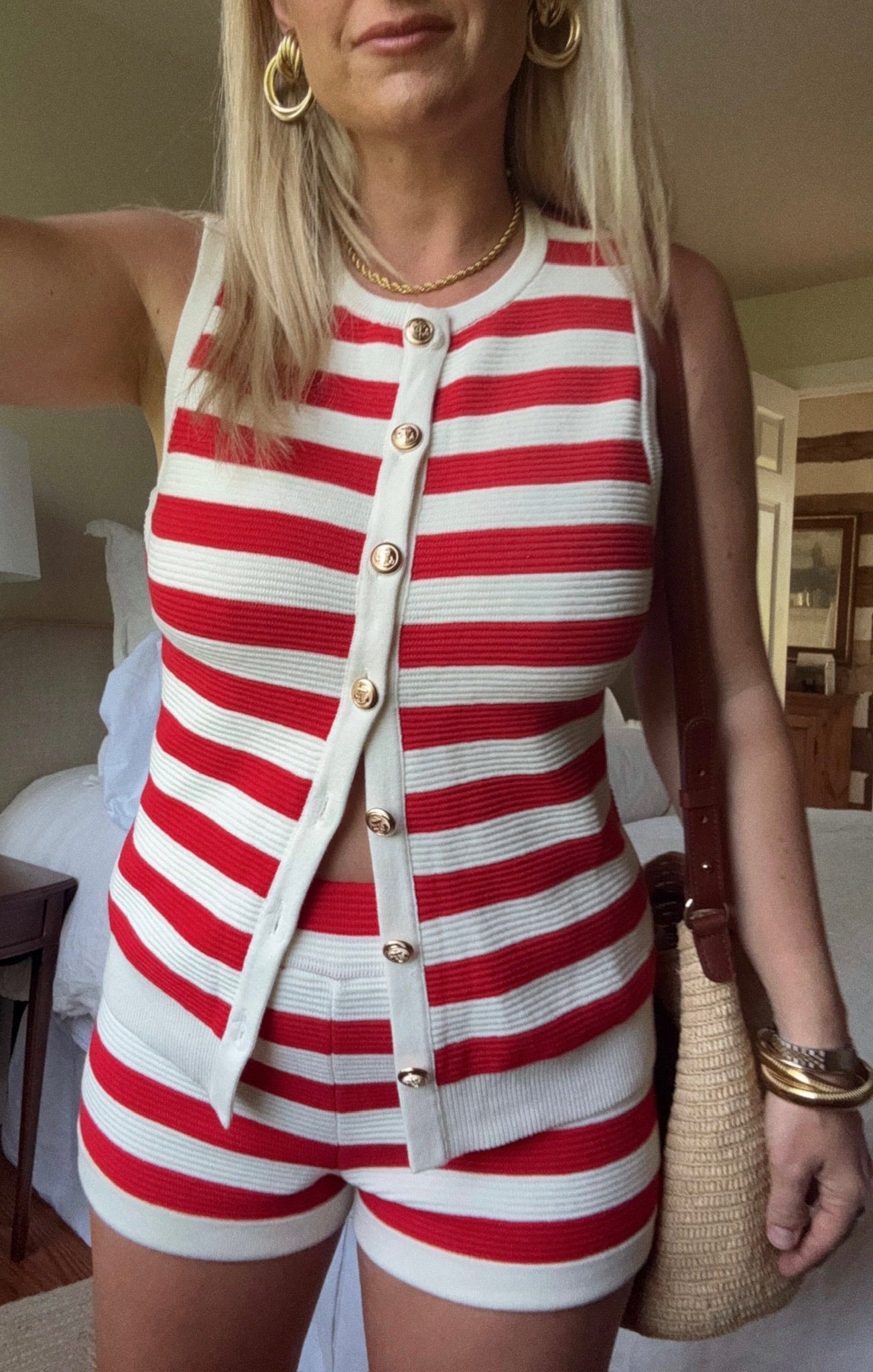 Devin Shorts ~ Red Stripe Delight Knit