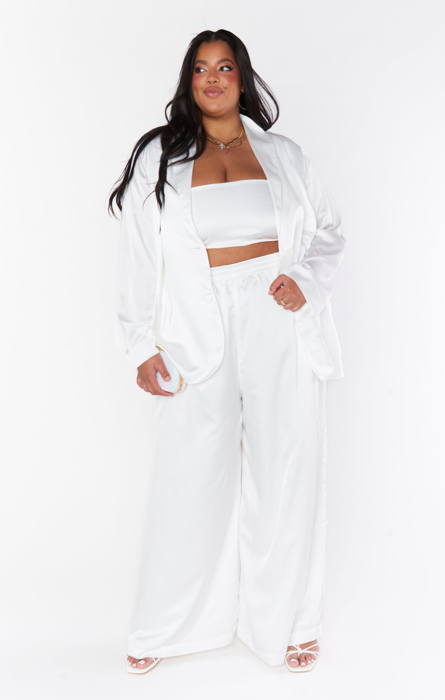 Tucker Top ~ Ivory Luxe Satin