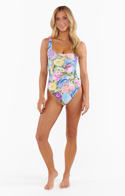 Miramar Beach One Piece ~ Flower Shop Rib Scrunch