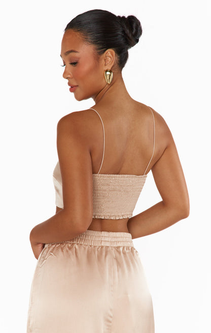 Tucker Top ~ Champagne Luxe Satin