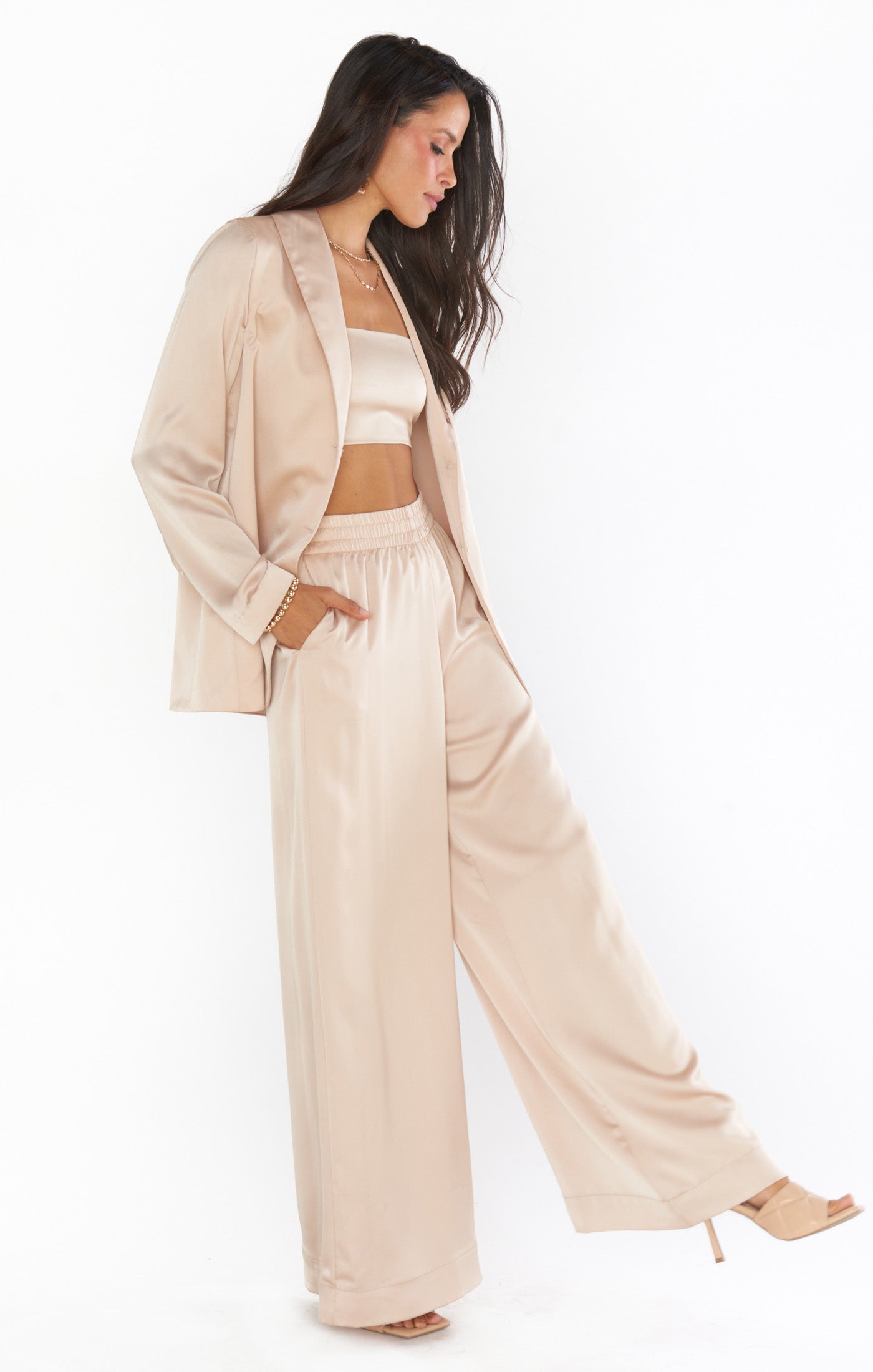 Tucker Top ~ Champagne Luxe Satin