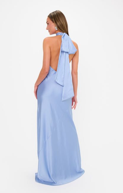 Lisa Maxi Dress ~ Borrowed Blue Luxe Satin