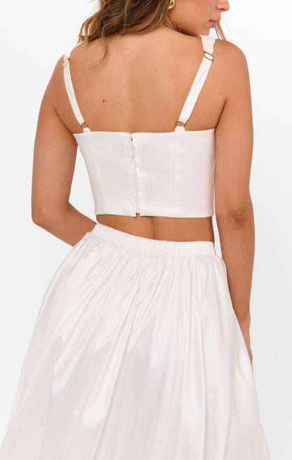 Vivianna Top ~ White Taffeta