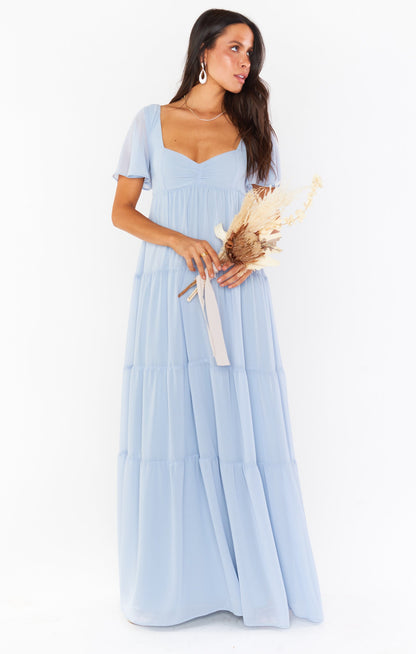 Nicole Maxi Dress ~ Steel Blue Chiffon