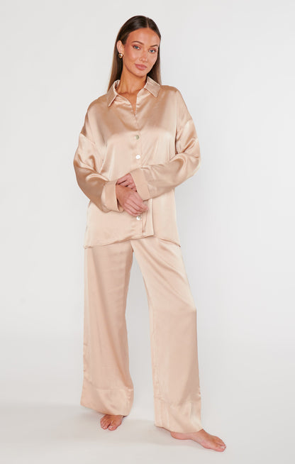 Always and Forever Button Down ~ Champagne Luxe Satin