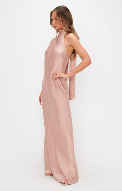Lisa Maxi Dress ~ Rose Gold Luxe Satin