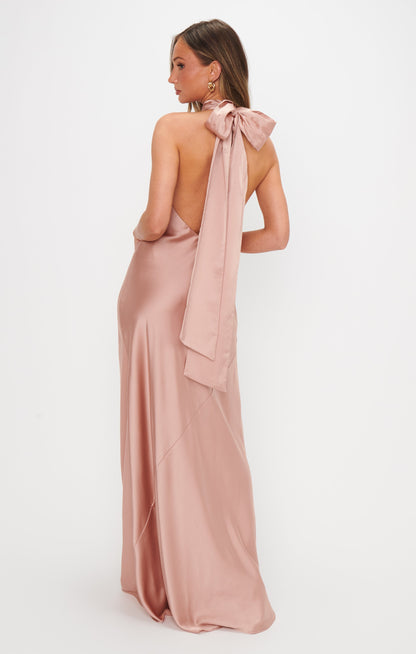 Lisa Maxi Dress ~ Rose Gold Luxe Satin