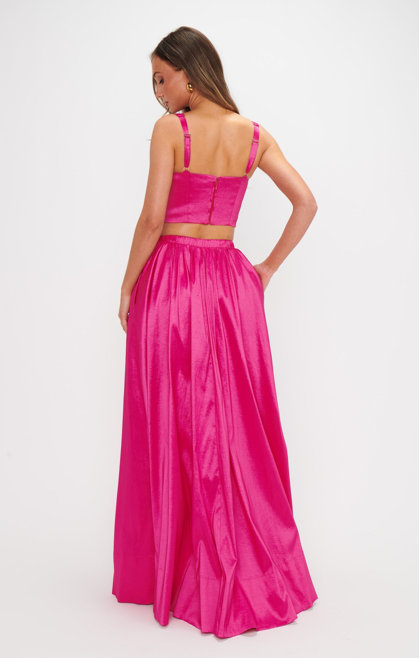 Vivianna Maxi Skirt ~ Dragonfruit Taffeta