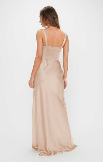 Lana Maxi Dress ~ Champagne Luxe Satin