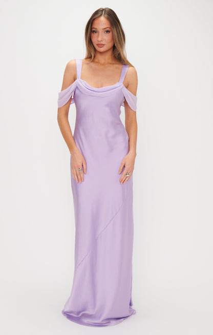 Bella Maxi Dress ~ Lavender Luxe Satin