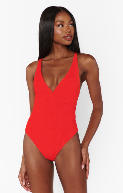Cape May One Piece ~ Hot Tamale Red Scrunch
