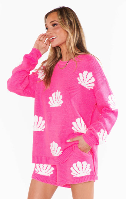 Go To Sweater ~ Hot Pink Shell Knit