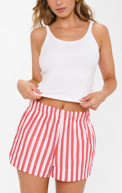 Hendrix Dolphin Shorts ~ Cherry Stripe