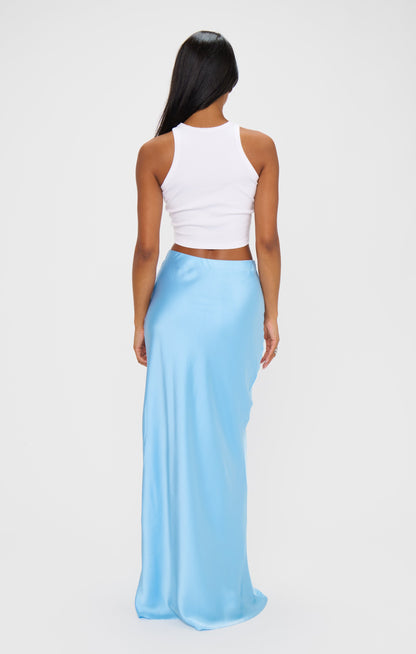 Maxi Slip Skirt ~ Baby Blue Luxe Satin