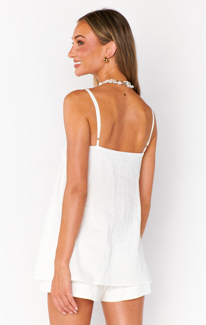 Abby Top ~ White Linen