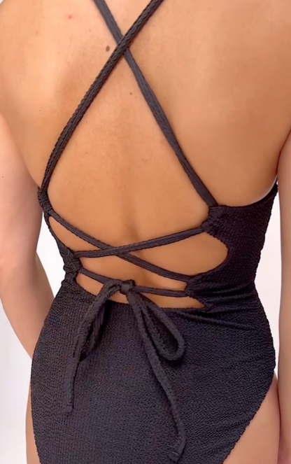 Positano One Piece ~ Black Scrunch