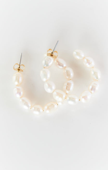 ALV Jewels Penny Pearl Hoop Earrings ~ Ivory